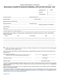 Form CG-94 Wholesale Cigarette Dealer&#039;s Renewal Application - Kansas, Page 2
