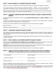 Form CG-109 Application for Cigarette Licenses - Kansas, Page 2