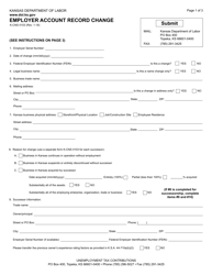 Document preview: Form K-CNS0103 Employer Account Record Change - Kansas