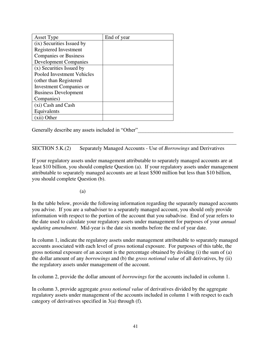 Form ADV (SEC Form 1707) Part 1A Uniform Application for Investment Adviser Registration and Report by Exempt Reporting Advisers, Page 41