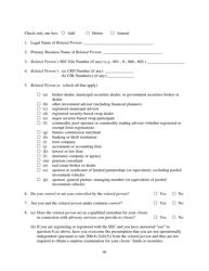 Form ADV (SEC Form 1707) Part 1A Uniform Application for Investment Adviser Registration and Report by Exempt Reporting Advisers, Page 46
