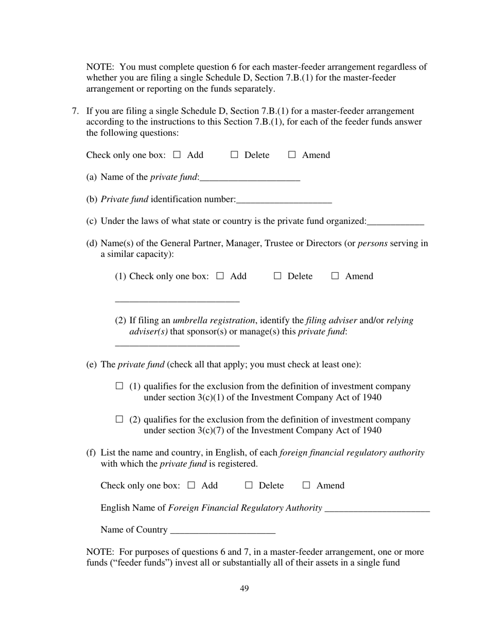 Form ADV (SEC Form 1707) Part 1A Uniform Application for Investment Adviser Registration and Report by Exempt Reporting Advisers, Page 49