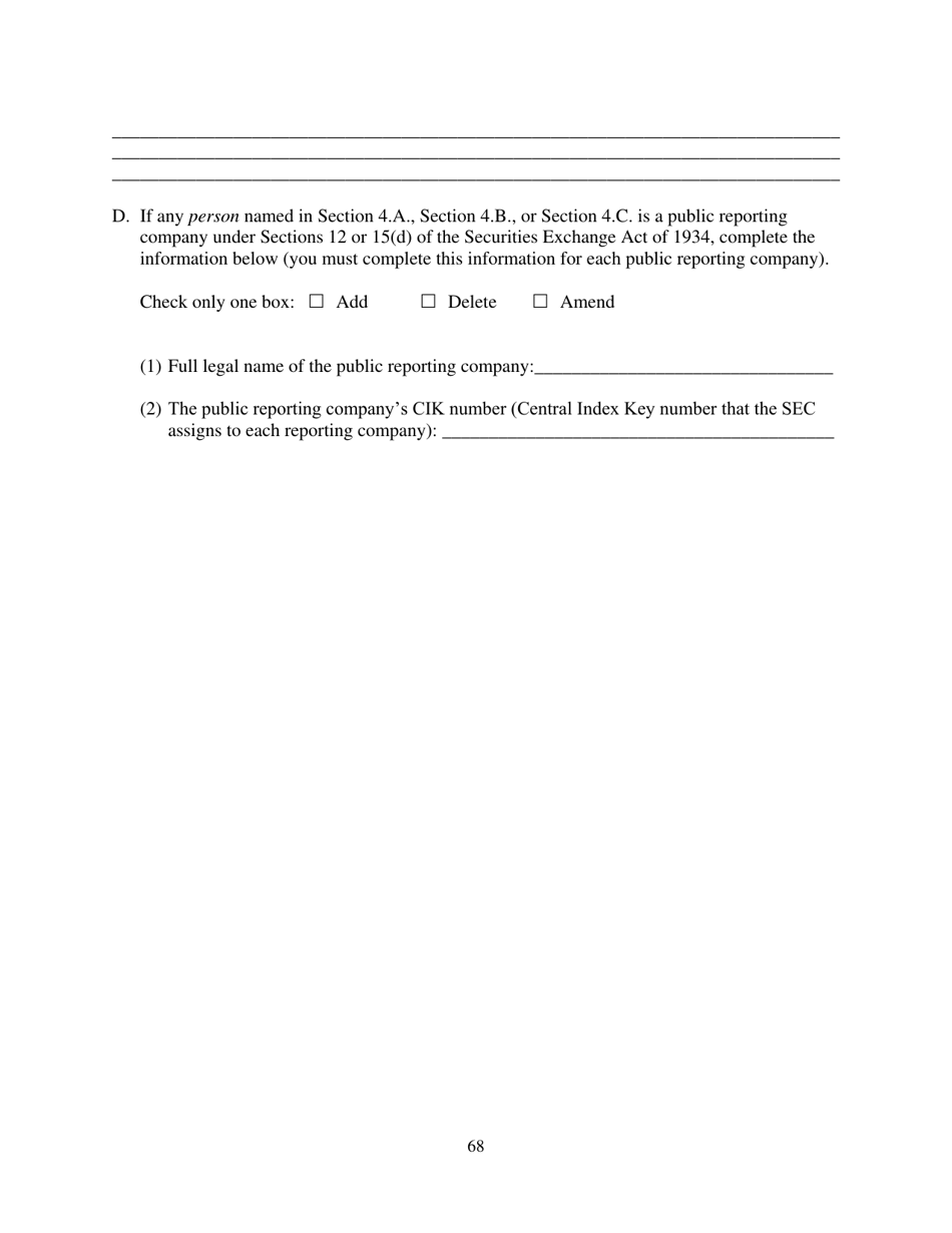 Form ADV (SEC Form 1707) Part 1A Uniform Application for Investment Adviser Registration and Report by Exempt Reporting Advisers, Page 68
