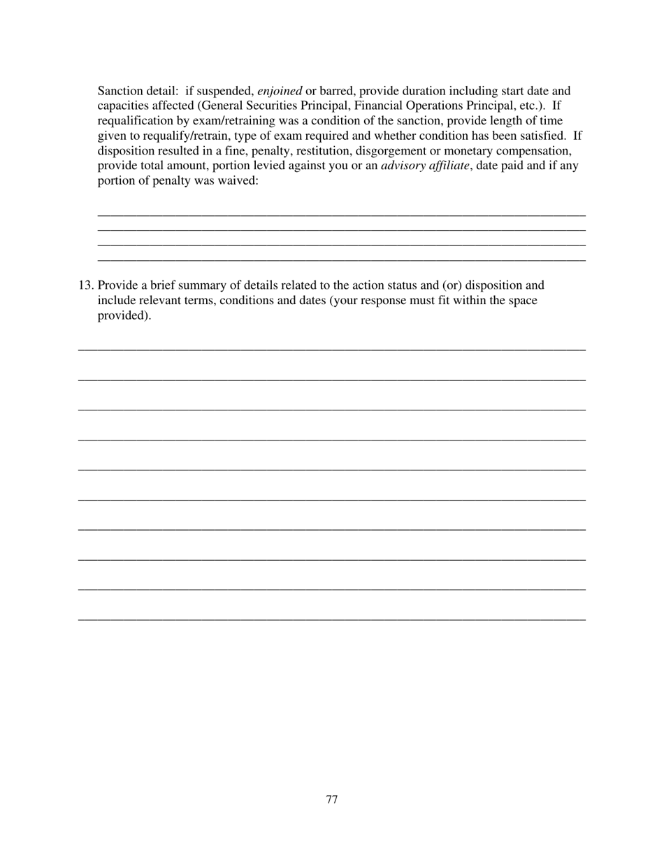 Form ADV (SEC Form 1707) Part 1A Uniform Application for Investment Adviser Registration and Report by Exempt Reporting Advisers, Page 77