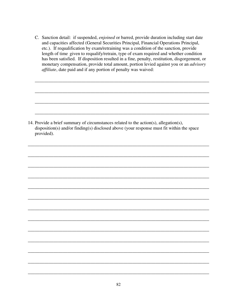 Form ADV (SEC Form 1707) Part 1A Uniform Application for Investment Adviser Registration and Report by Exempt Reporting Advisers, Page 82