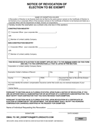 Form DFS-F2-DWC-250-R Notice of Revocation of Election to Be Exempt - Florida