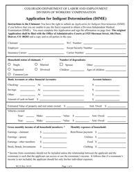 Form WC35 Application for Indigent Determination (Dime) - Colorado