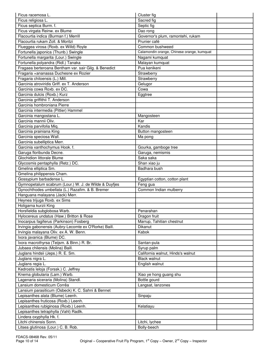 Form FDACS-08468 Compliance Agreement Cooperative Fruit Fly Eradication Program - Florida, Page 10