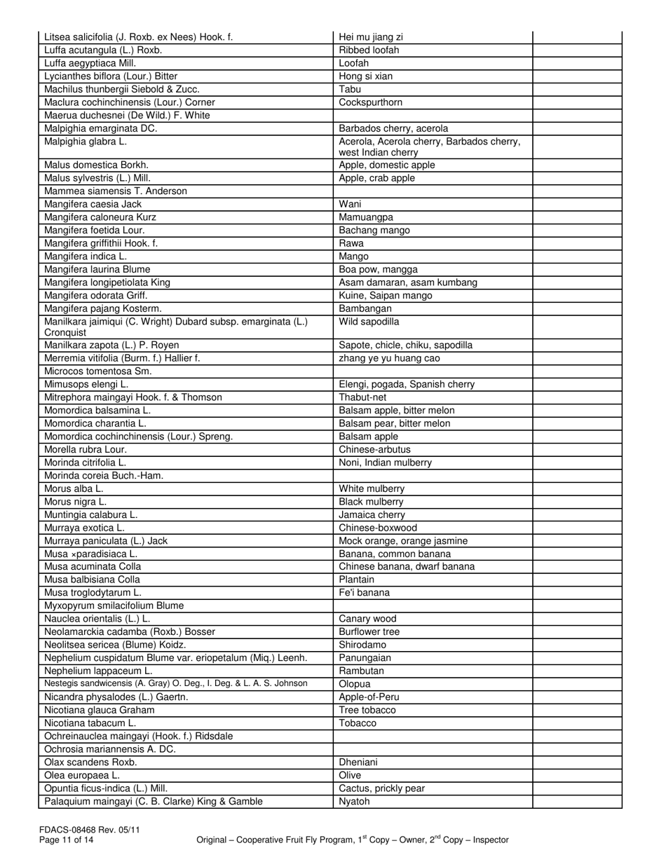 Form FDACS-08468 Compliance Agreement Cooperative Fruit Fly Eradication Program - Florida, Page 11