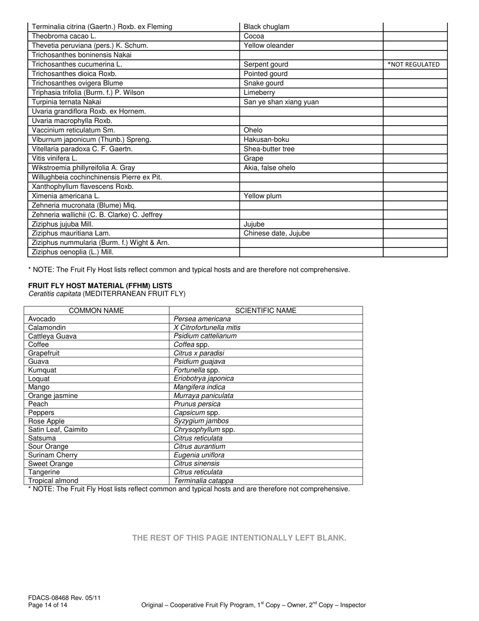 Form FDACS-08468 Compliance Agreement Cooperative Fruit Fly Eradication Program - Florida, Page 14