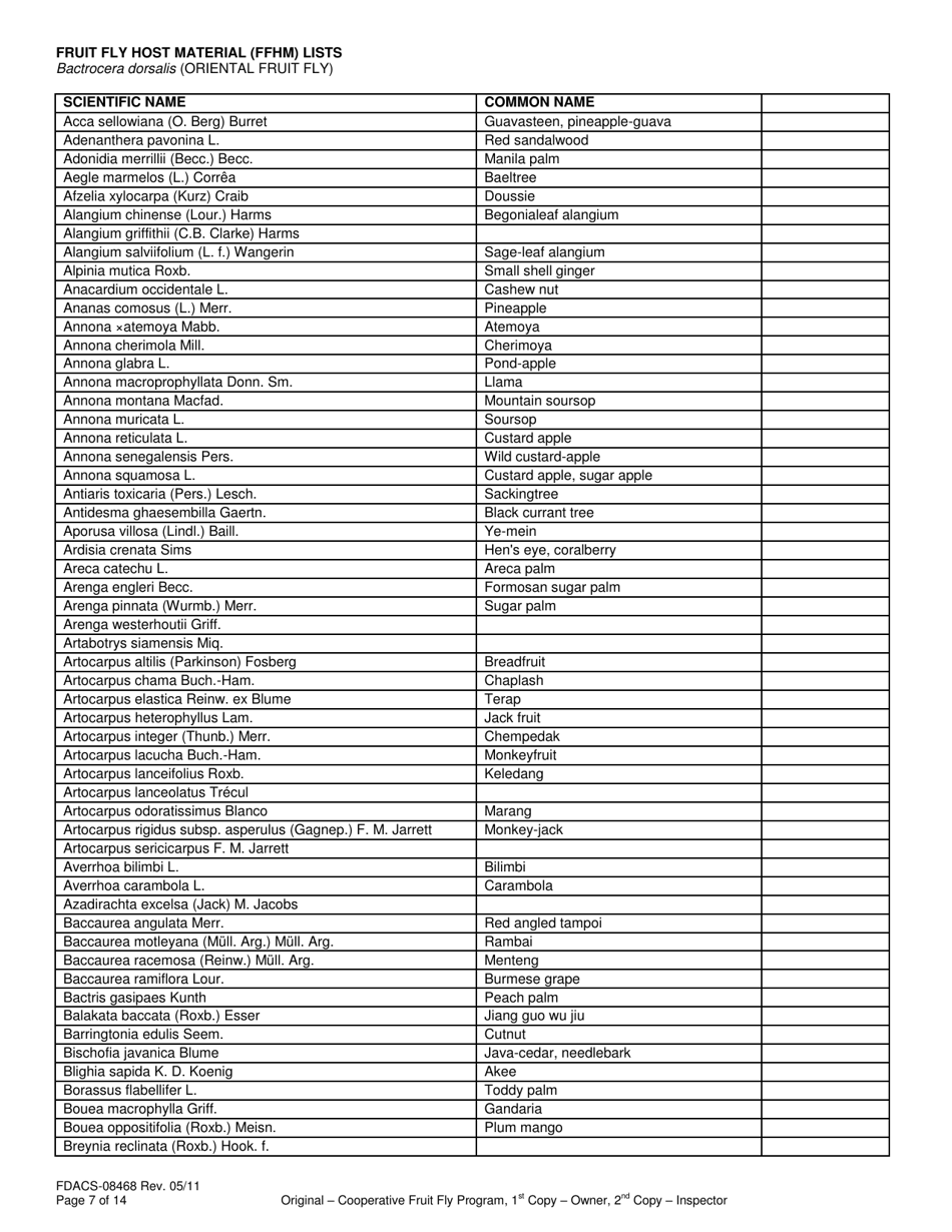 Form FDACS-08468 Compliance Agreement Cooperative Fruit Fly Eradication Program - Florida, Page 7