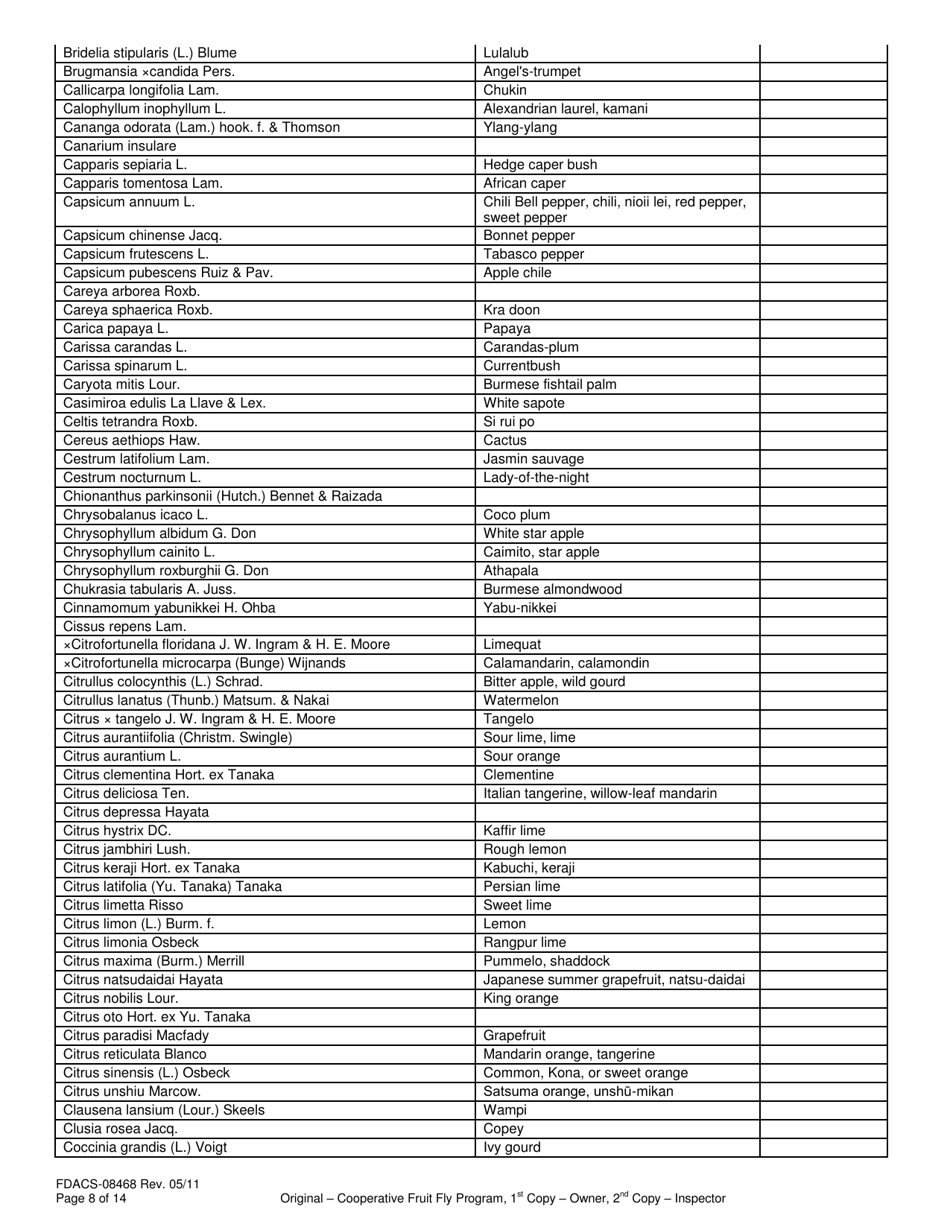 Form FDACS-08468 Compliance Agreement Cooperative Fruit Fly Eradication Program - Florida, Page 8