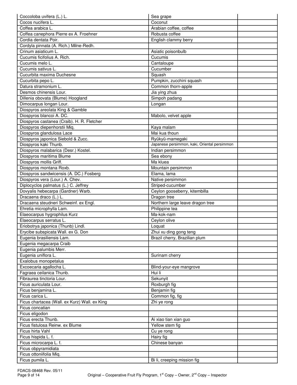 Form FDACS-08468 Compliance Agreement Cooperative Fruit Fly Eradication Program - Florida, Page 9