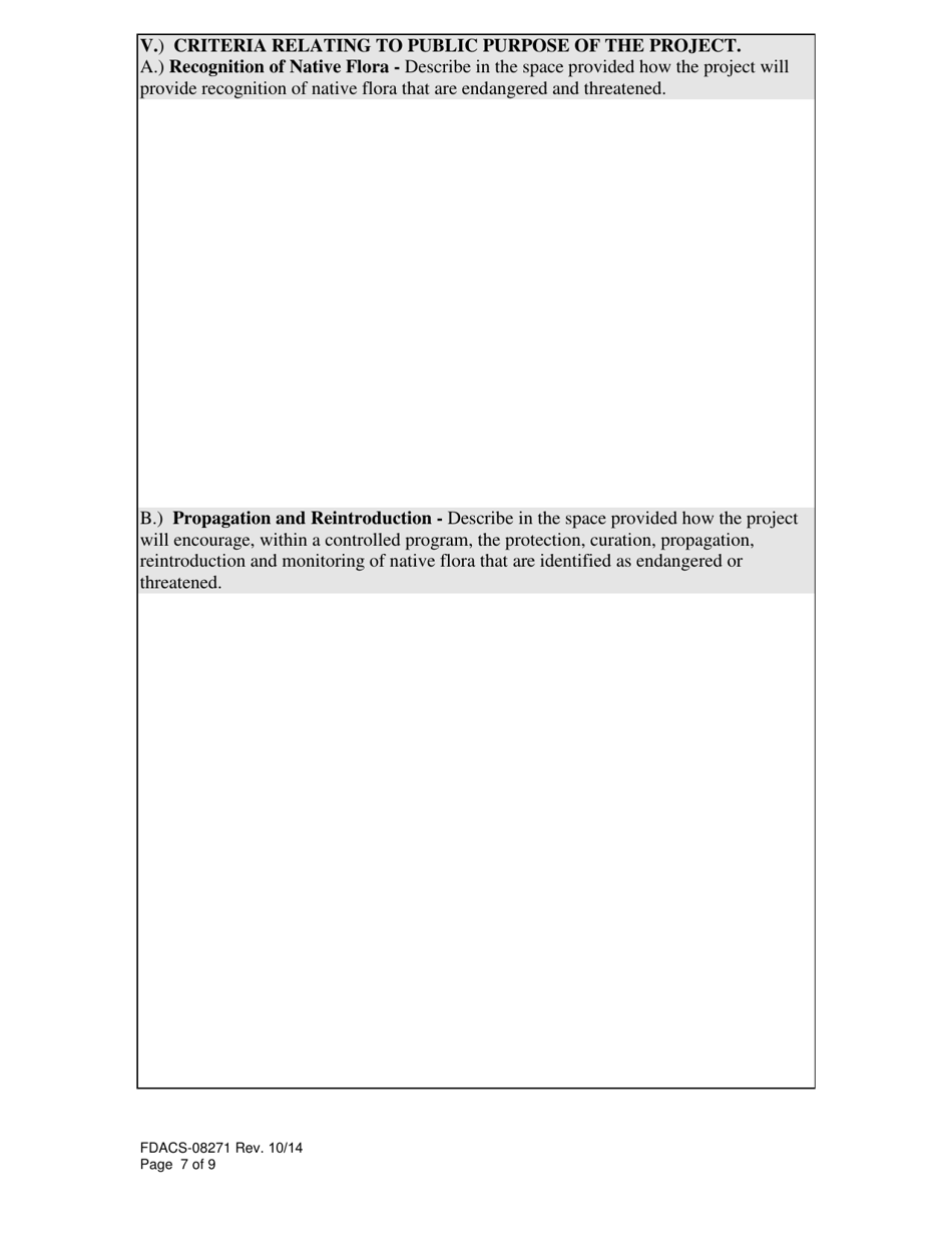 Form FDACS-08271 Endangered and Threatened Native Flora Conservation Grants Program Application - Florida, Page 7
