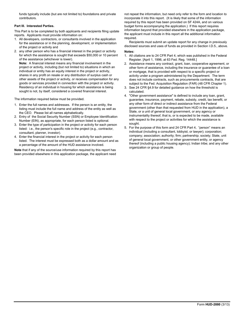 Form HUD-2880 Applicant / Recipient Disclosure / Update Report, Page 3