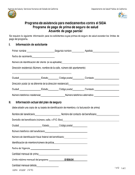 Formulario CDPH8722 SP Programa De Asistencia Para Medicamentos Contra El Sida Programa De Pago De Prima De Seguro De Salud Acuerdo De Pago Parcial - California (Spanish)