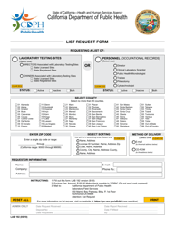 Document preview: Form LAB192 List Request Form - California