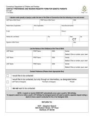 Document preview: Form DCF-3061 Contact Preference and Reunion Registry Form for Genetic Parents - Connecticut