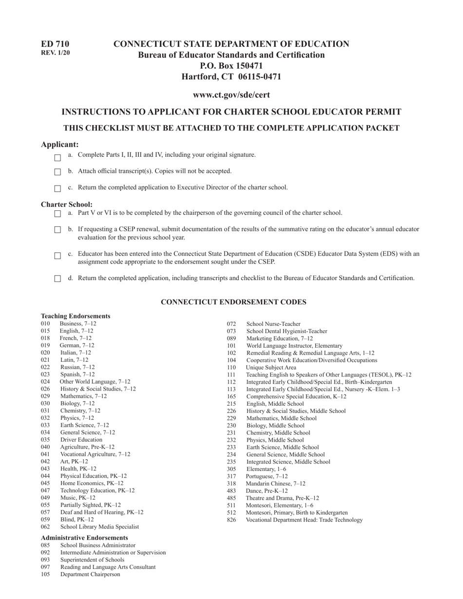 Form ED710 Application for Charter School Educator Permit - Connecticut, Page 3