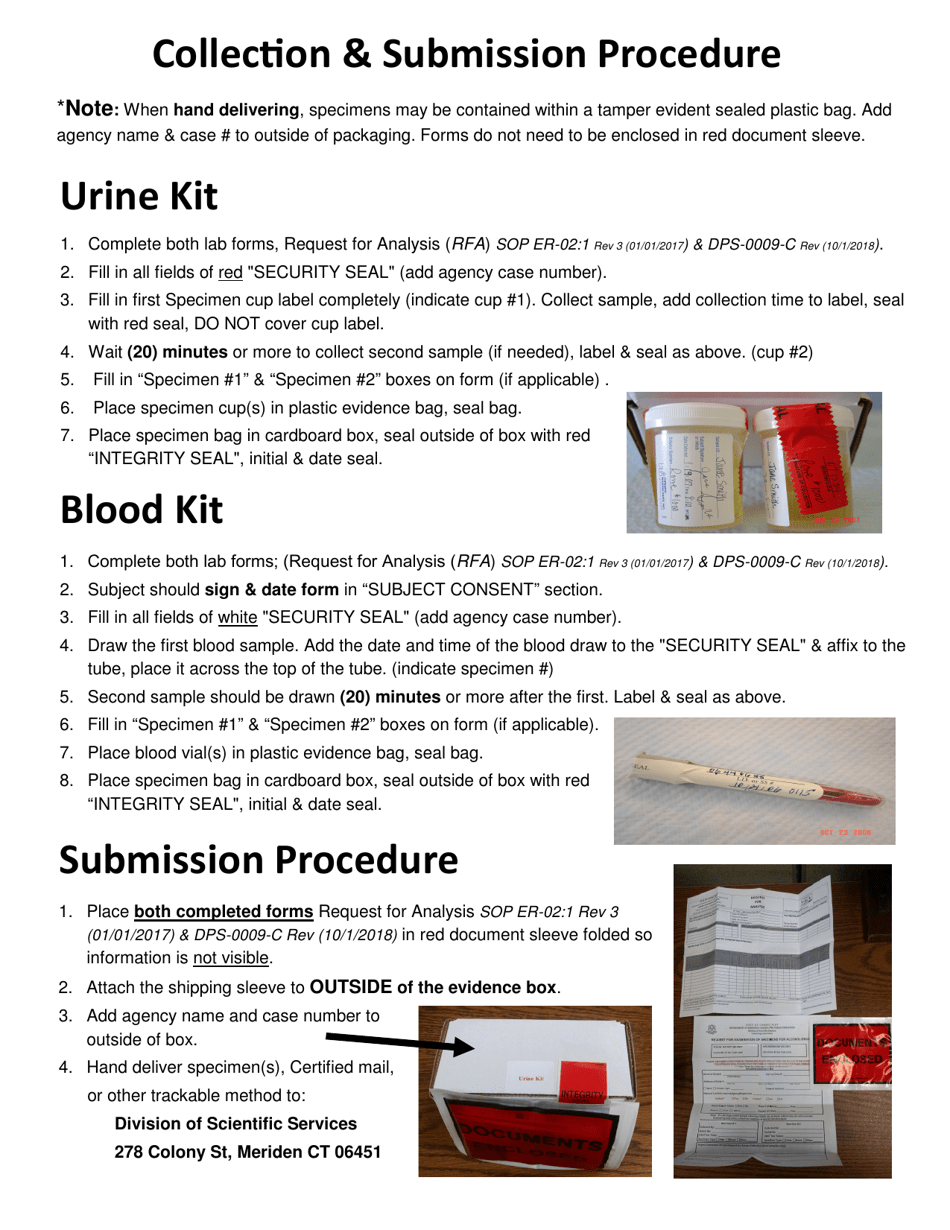 Form DPS-0009-C Request for Examination of Specimens for Alcohol / Drugs - Connecticut, Page 2