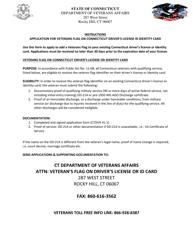 Form DVA VL-1 Application for Veteran's Flag on Driver License or Identity Card - Connecticut