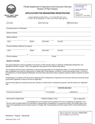 Document preview: Form FDACS-08176 Application for Beekeeping Registration - Florida