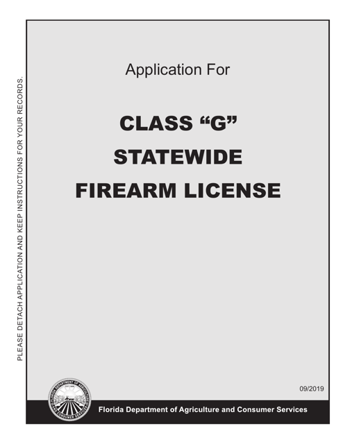 Form FDACS-16008 Application for Class "g" Statewide Firearm License - Florida
