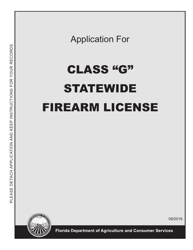 Form FDACS-16008 Application for Class &quot;g&quot; Statewide Firearm License - Florida
