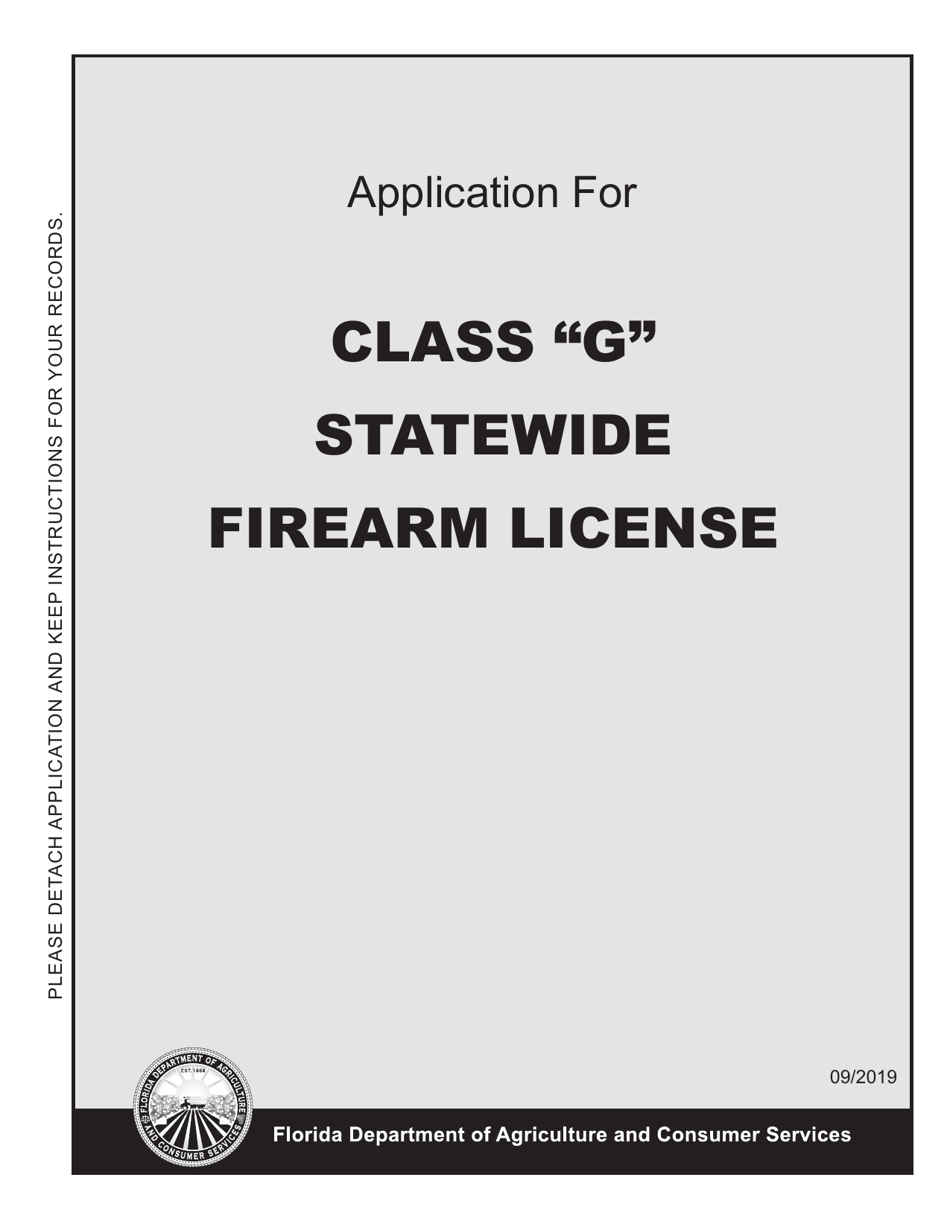 Form FDACS-16008 Application for Class g Statewide Firearm License - Florida, Page 1