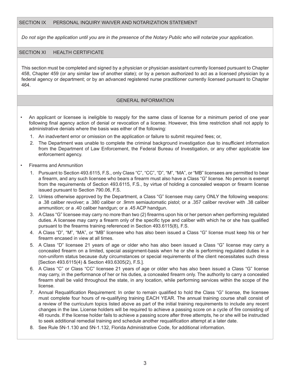 Form FDACS-16008 Application for Class g Statewide Firearm License - Florida, Page 4