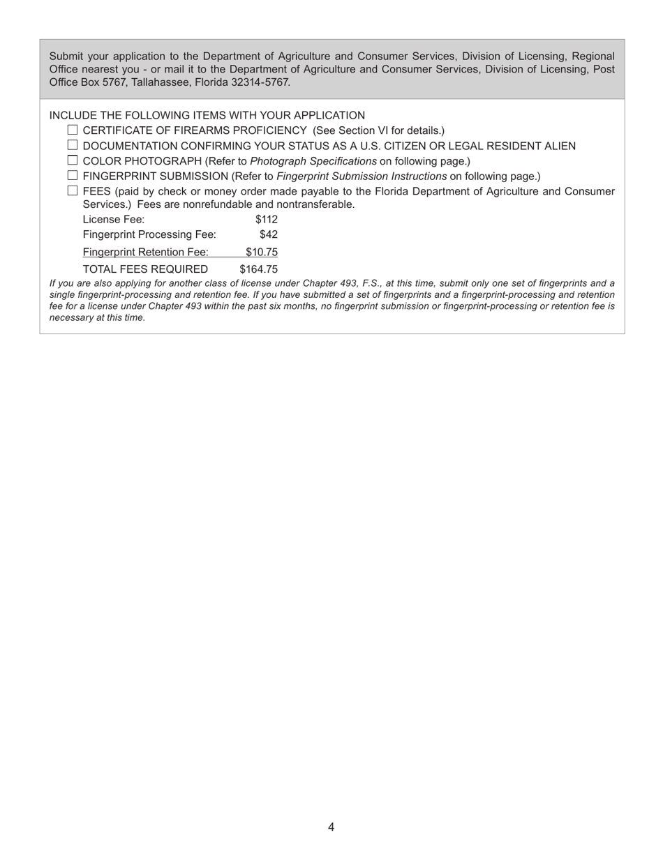 Form FDACS-16008 Application for Class g Statewide Firearm License - Florida, Page 5