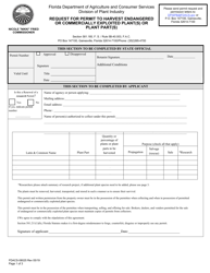 Form FDACS-08025 Request for Permit to Harvest Endangered or Commercially Exploited Plant(S) or Plant Part(S) - Florida