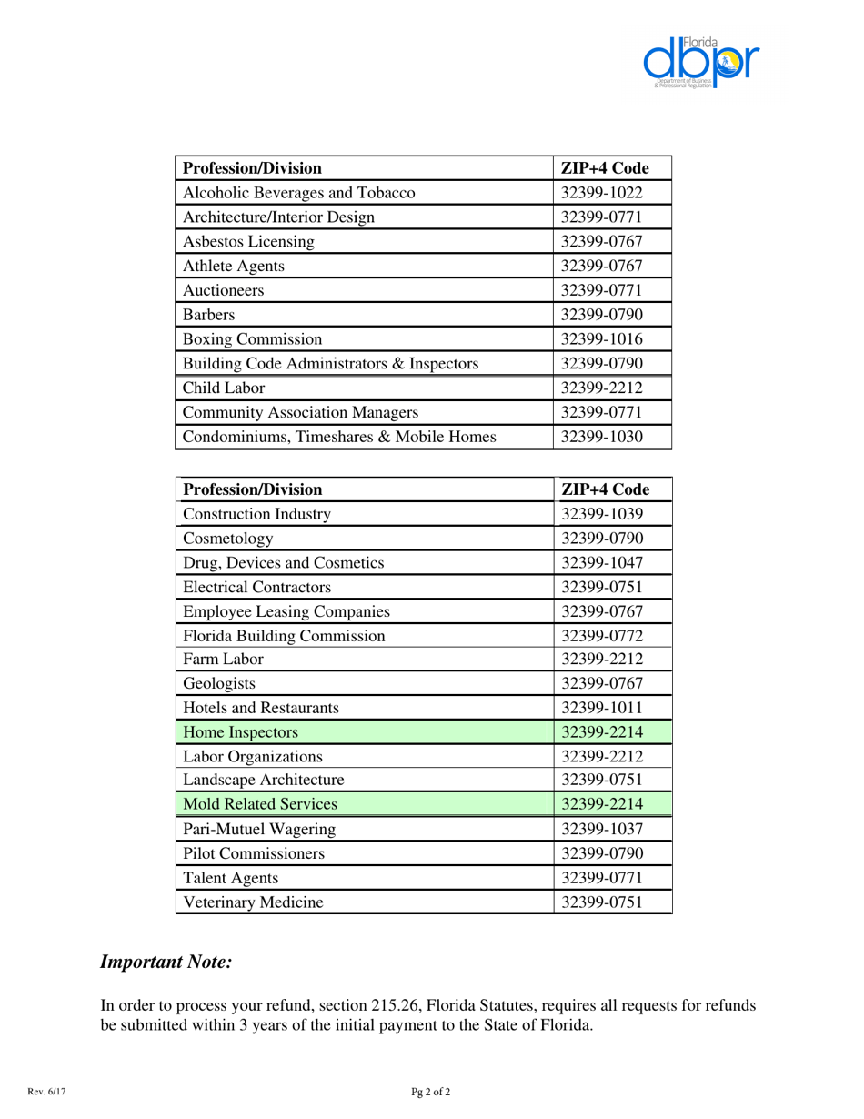 Form BPR AA-4 Application for Refund - Florida, Page 2