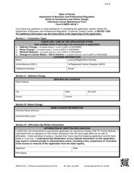 Form DBPR AR-ID1 Individual License Maintenance Form - Florida, Page 2