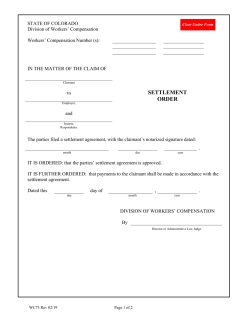 Form WC73  Printable Pdf