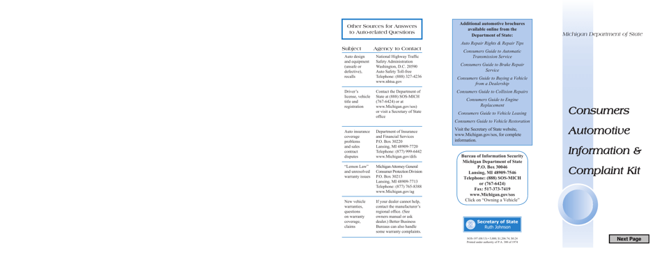 Michigan Automotive Complaint - Fill Out, Sign Online and Download PDF ...