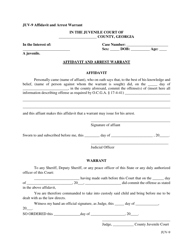 Document preview: Form JUV-9 Affidavit and Arrest Warrant - Georgia (United States)