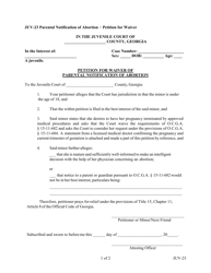 Document preview: Form JUV-23 Petition for Waiver of Parental Notification of Abortion - Georgia (United States)