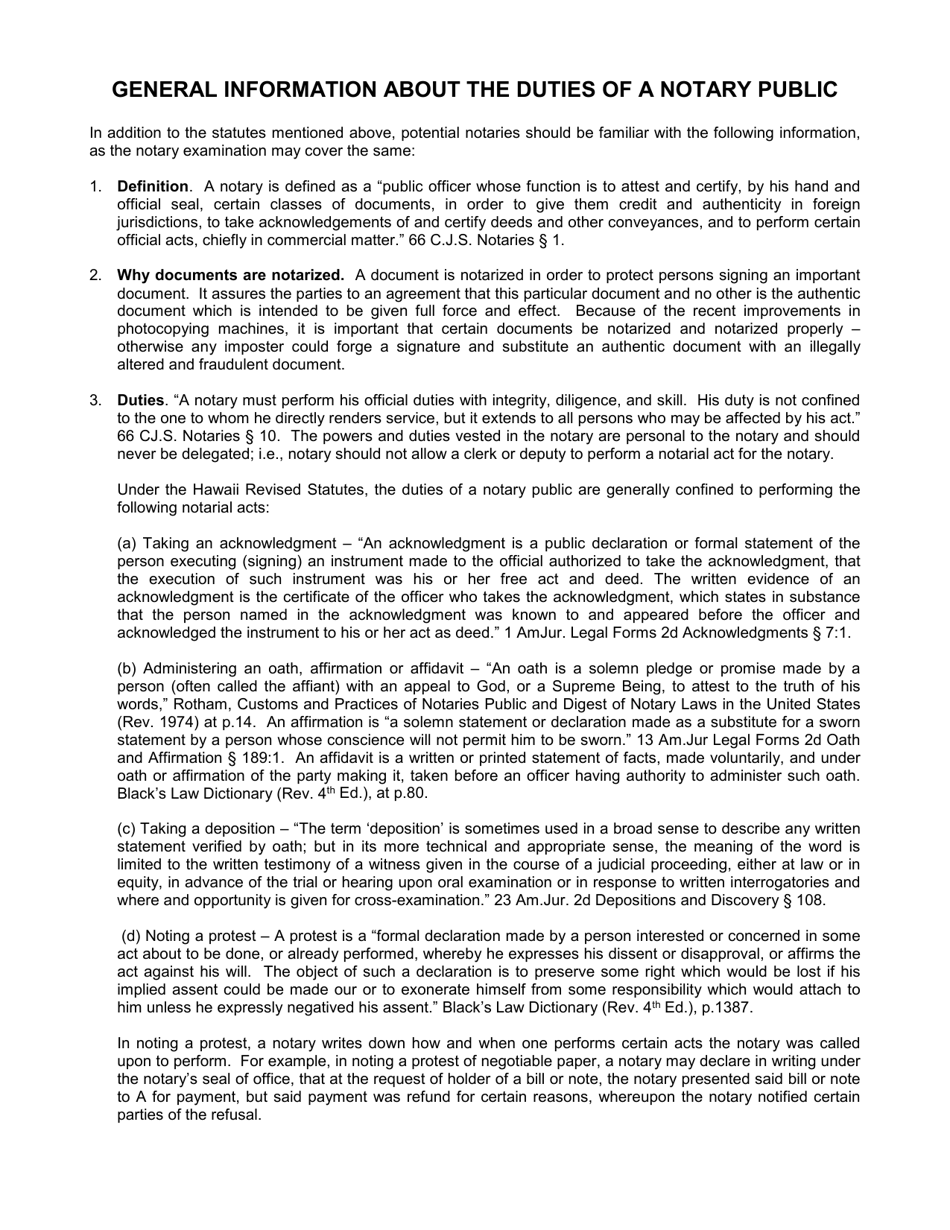 Information and Instructions on Applying for a Notary Public Commission - Hawaii, Page 3