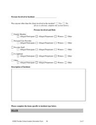 Hcbs Provider Critical Incident Information Form - Colorado, Page 2