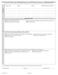 Kentucky 1915 (C) Home and Community Based Services (Hcbs) Waiver Programs - Incident Reporting Form - Kentucky, Page 3