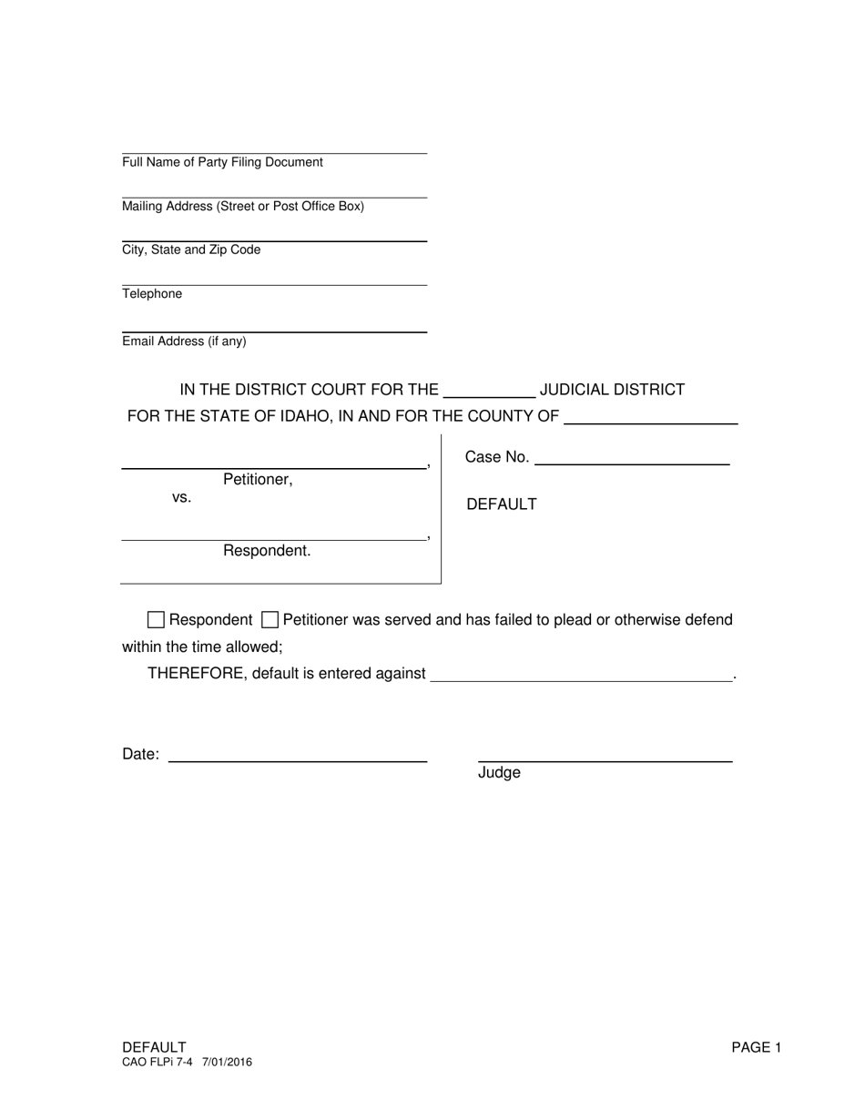 Form CAO FLPi7-4 Default - Idaho, Page 1