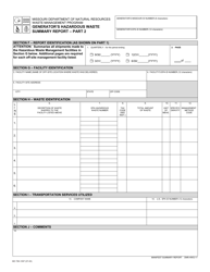 Form MO780-1097 Generator&#039;s Hazardous Waste Summary Report - Missouri, Page 2