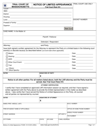 Form TC005 &quot;Notice of Limited Appearance&quot; - Massachusetts