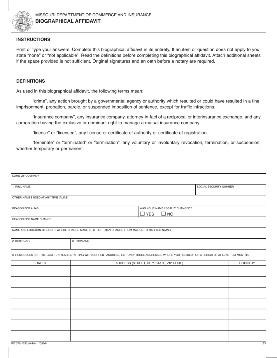 Form MO375-1793 Authorized Reinsurer Application - Missouri, Page 13