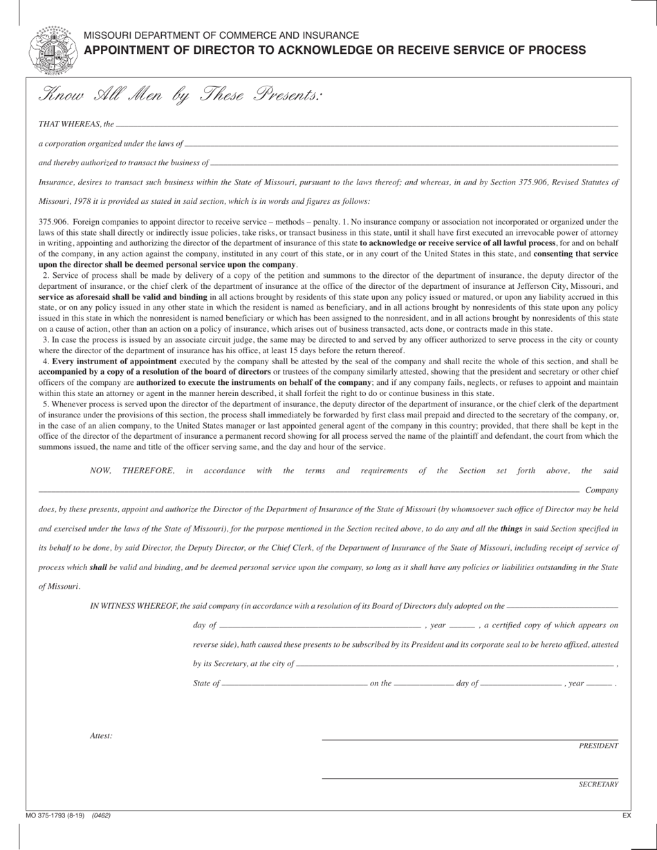Form MO375-1793 Authorized Reinsurer Application - Missouri, Page 17