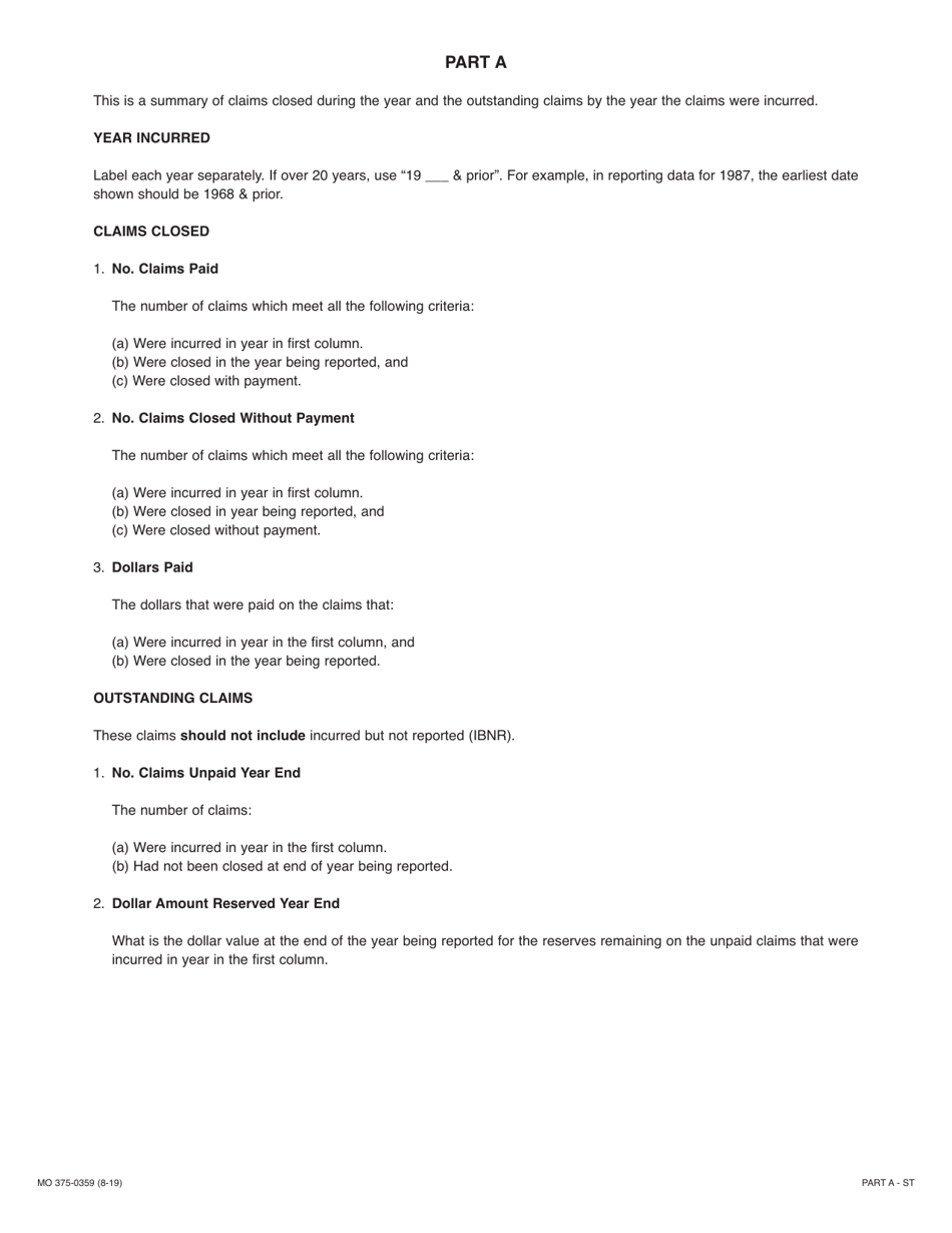 Form MO375-0359 Missouri Commercial Liability Profitability Report - Missouri, Page 3