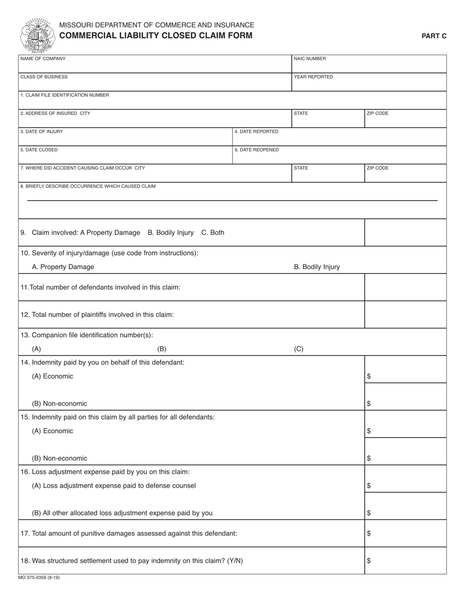 Form MO375-0359 Missouri Commercial Liability Profitability Report - Missouri, Page 5