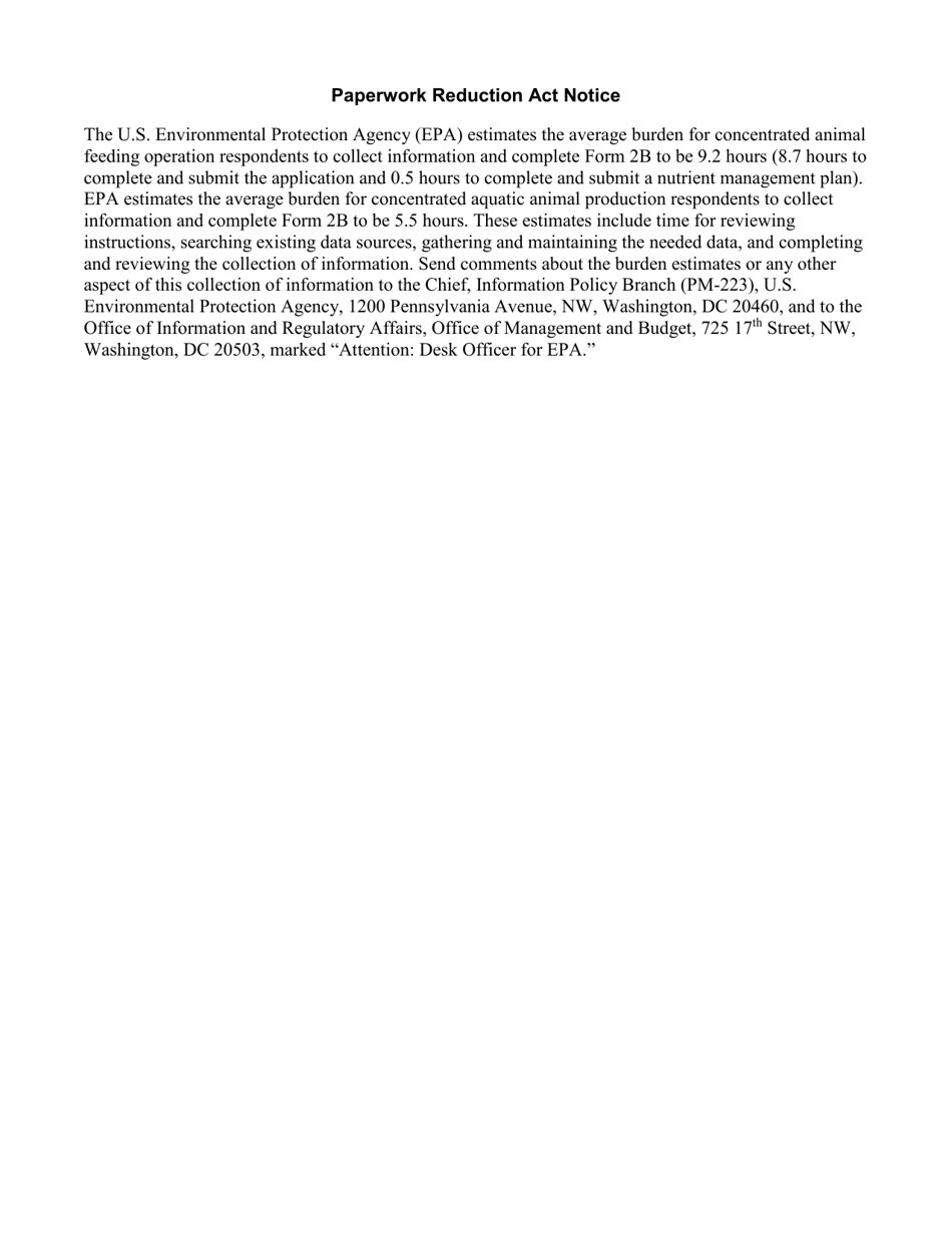 NPDES Form 2B (EPA Form 3510-2B) Application for Npdes Permit to Discharge Wastewater Concentrated Animal Feeding Operations and Concentrated Aquatic Animal Production Facilities, Page 2