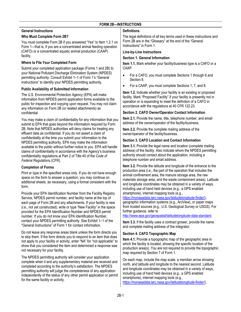 NPDES Form 2B (EPA Form 3510-2B) Application for Npdes Permit to Discharge Wastewater Concentrated Animal Feeding Operations and Concentrated Aquatic Animal Production Facilities, Page 3